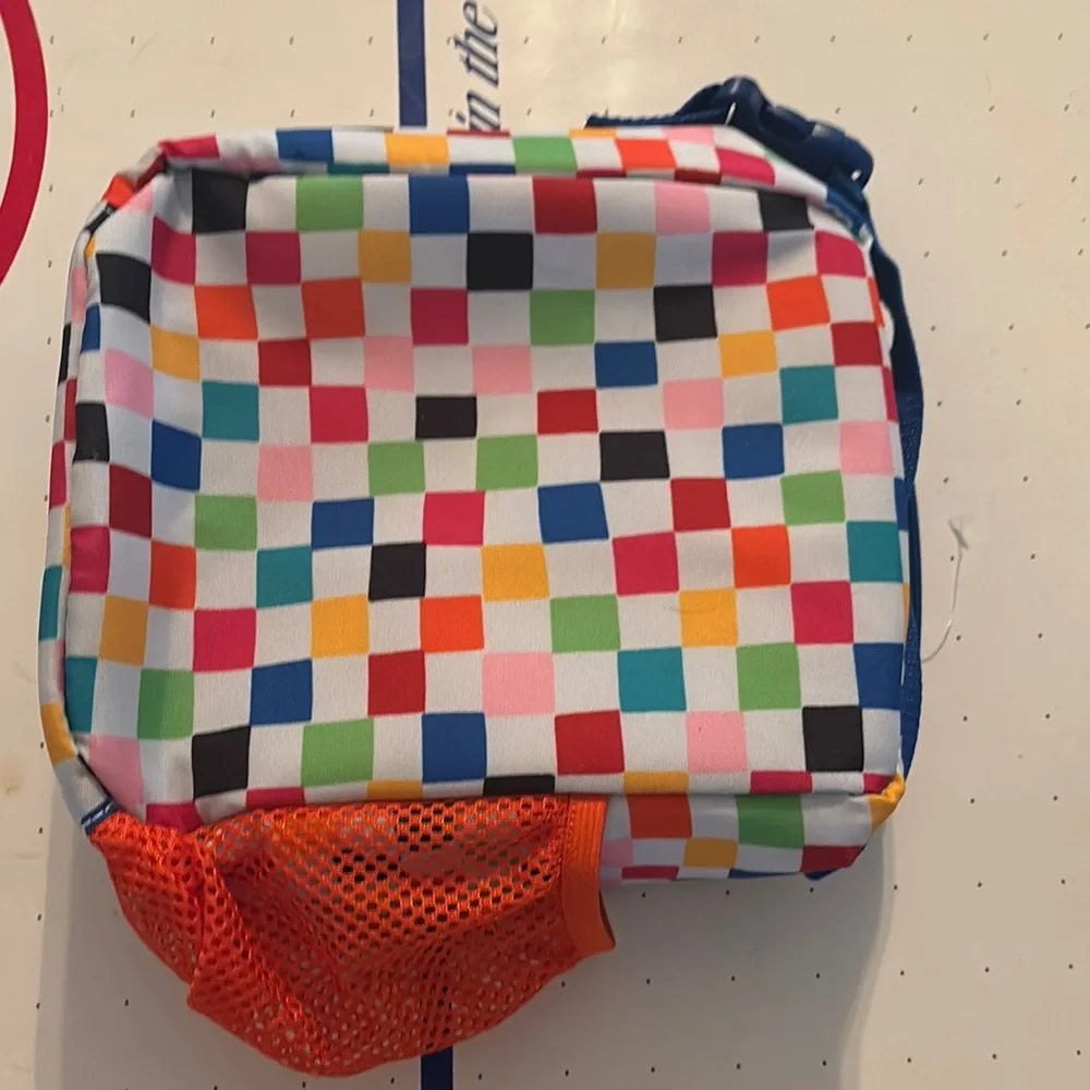 Vibrant Checkered Kids Lunch Bag NWOT